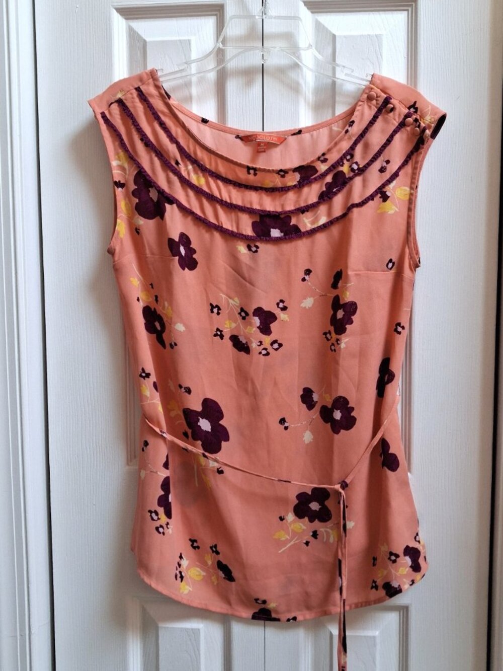 MODCLOTH Coral Floral Sleeveless Tank Blouse sz M